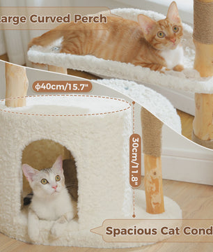 Luxe Kattenboom met Natuurlijk Hout, Wicker Mand & Krabpalen - Comfortabel Kattenhuis