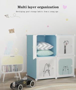 Modulaire Kinder Garderobekast - Ruimtebesparende Plastic Opbergkast met Hangroede & DIY Montage