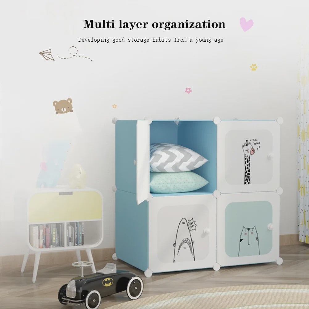 Modulaire Kinder Garderobekast - Ruimtebesparende Plastic Opbergkast met Hangroede & DIY Montage