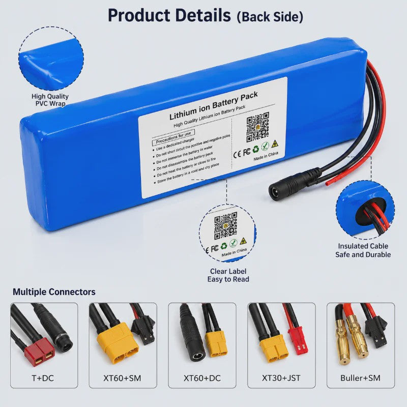 48V 100Ah Lithium Batterij Pack met BMS voor E-bike & Scooter - Inclusief 54.6V Lader