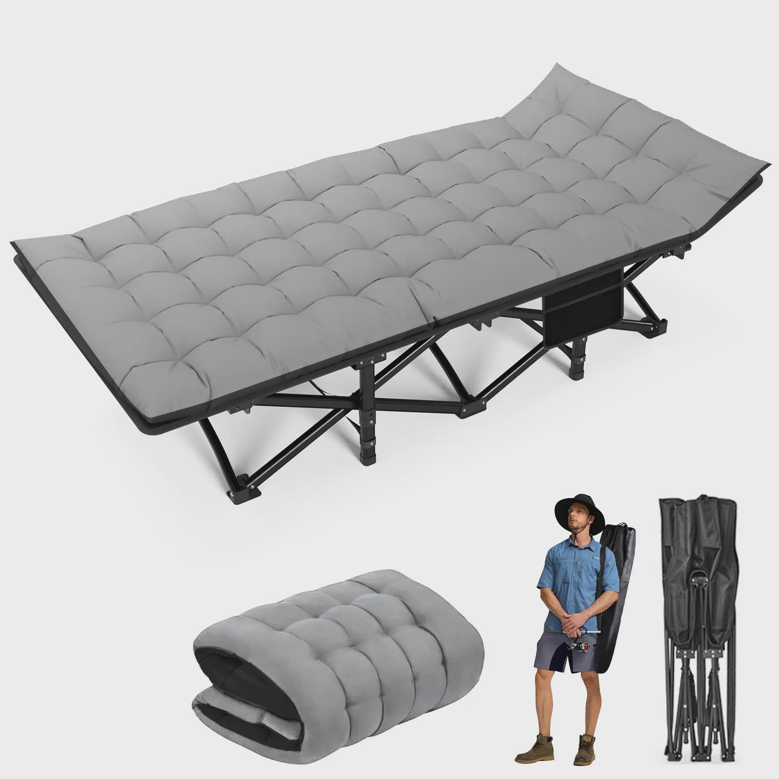 Opvouwbaar Campingbed - Draagbaar en Robuust Kampeerbed voor Volwassenen - 200kg Draagvermogen