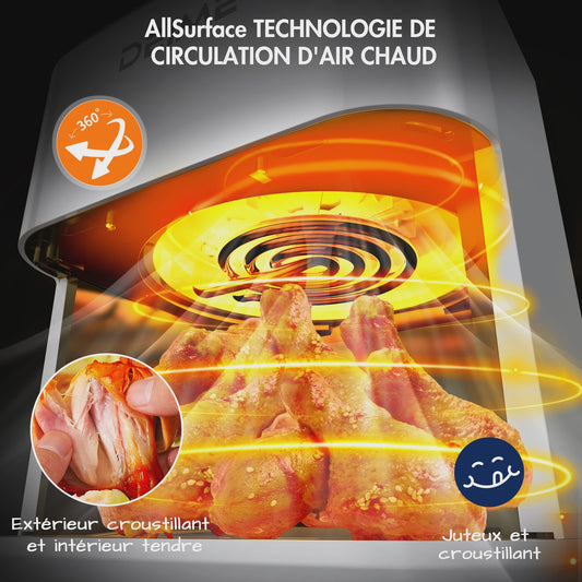 DEIME Compacte Airfryer 2.5L - Olievrij, Digitaal Touchscreen, Vaatwasmachinebestendig