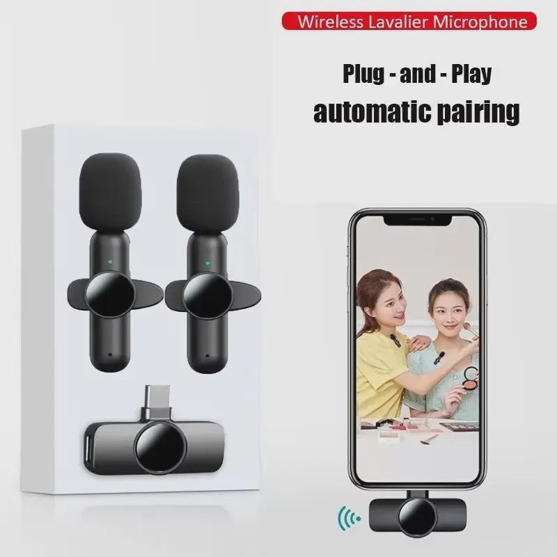 Draadloze Lavalier Microfoon Set - 2.4Ghz, Ruisonderdrukking, Plug & Play voor Smartphones