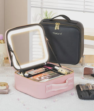 Draagbare Make-up Koffer met Verlichte Spiegel en Verstelbare Vakken - Ideaal voor Cosmetica & Cadeau