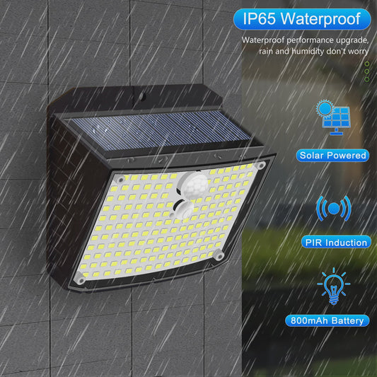 Solar Wandlamp met 158 LED's, Bewegingssensor & 3 standen - Waterdicht