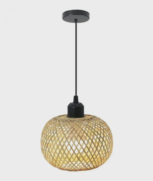 Retro Bamboe Hanglamp Bolvormig - Verstelbare Plafondlamp met Handgeweven Rattan