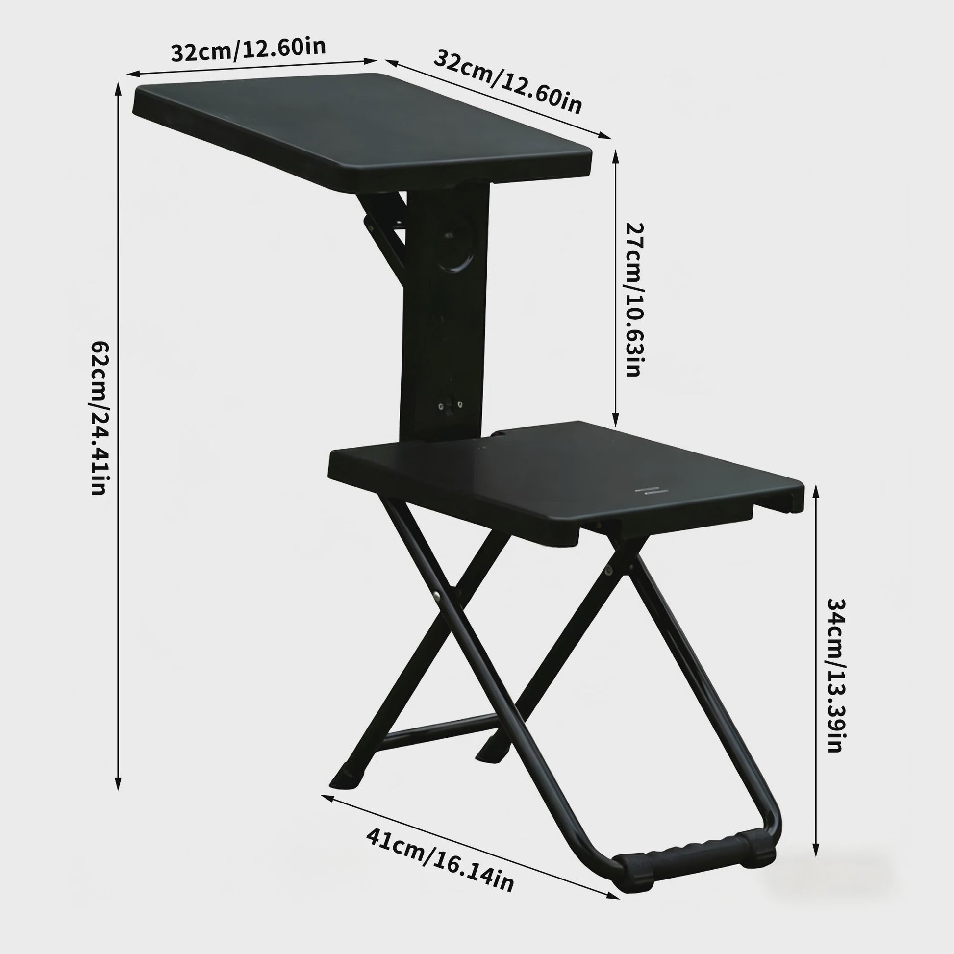 Draagbare Klapstoel met Schrijftafel - Ideaal voor Camping, Vissen, Strand - Zwart, 150kg
