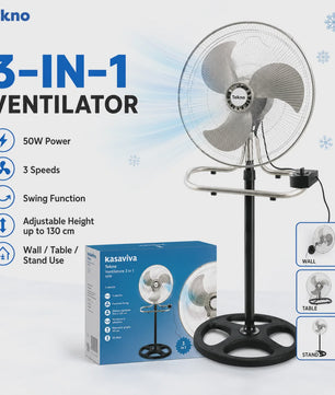 3-in-1 Metalen Ventilator: Vloer, Tafel & Wandmodel - Verstelbaar tot 130cm