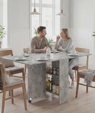 HOMCOM Multifunctionele Klaptafel - Eetkamertafel op Wielen met 2 Opbergvakken - 140x75x74 cm