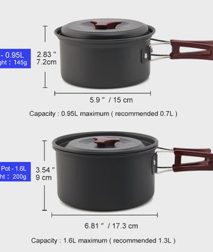 Widesea Camping Kookset Outdoor Potten & Pannen Set met Waterkoker & Bestek