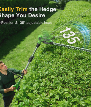 TaskStar Snoerloze Heggenschaar op Steel - 50cm Dubbelzijdig Mes, 2x 4000mAh Accu