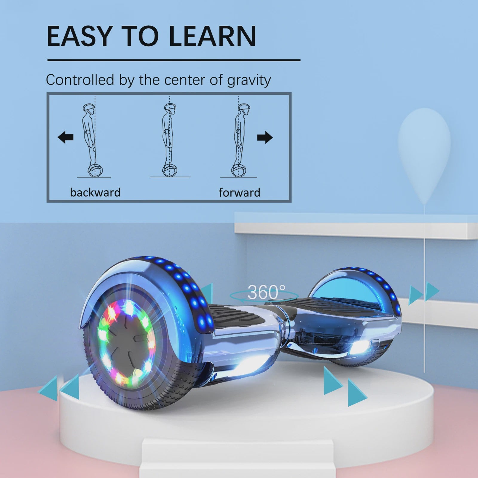 RCB Hoverboard 6.5 Inch Zelfbalancerend Elektrisch voor Kinderen & Volwassenen met Bluetooth en LED Verlichting