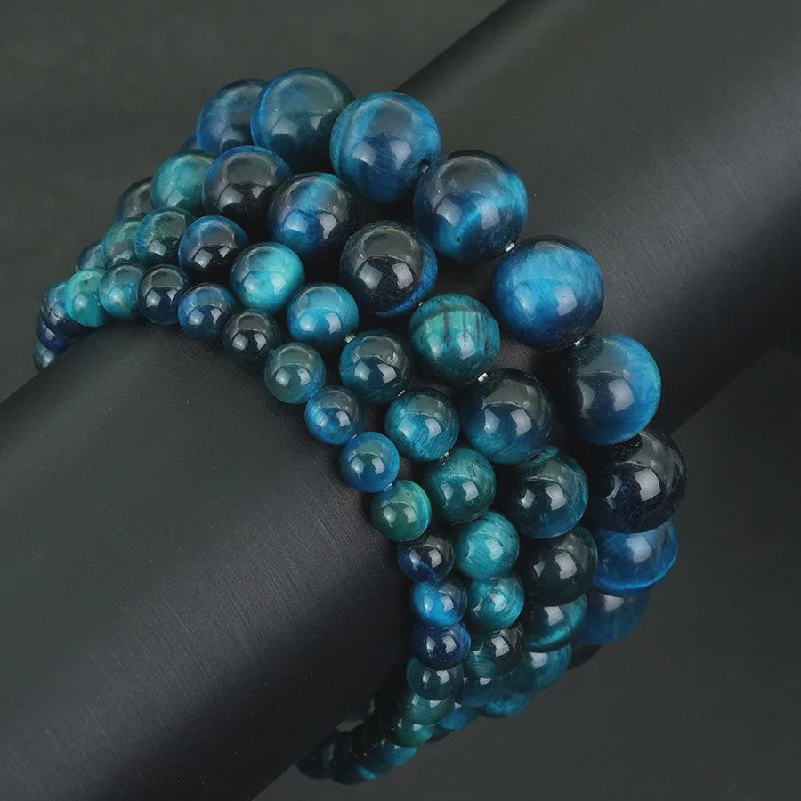 Premium Blauwe Tijgeroog Kralen Armband - Unisex, Meditatie & Helende Sieraden