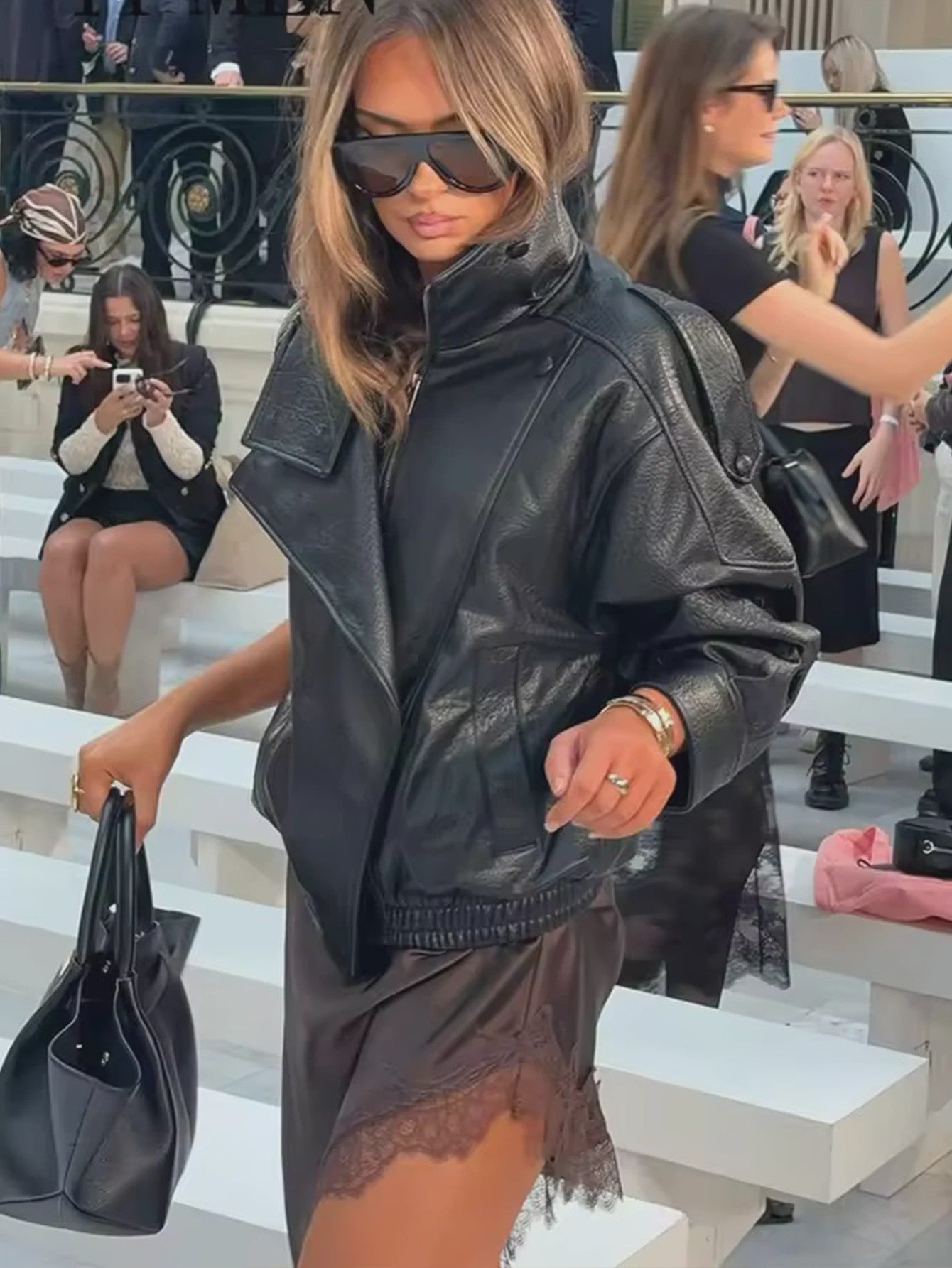 Dames Zwarte Oversized Faux Leren Jas - Chic Streetwear Stijl