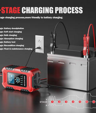 Slimme 12V/24V Acculader met LCD Display en Reparatie Modus