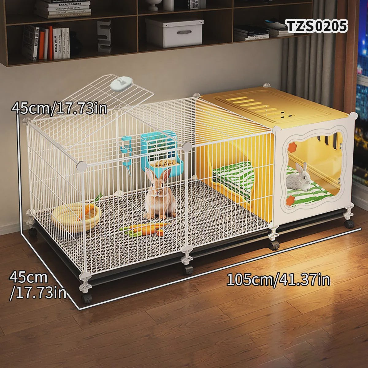 Ruime Kooi voor Konijnen & Cavia's - Multifunctioneel met Schoonmaakbasis & Verstophoek