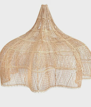 Rotan Hanglamp 60cm Beige - Sfeervolle Wicker Plafondlamp met E27 Fitting voor Woon- en Eetkamer