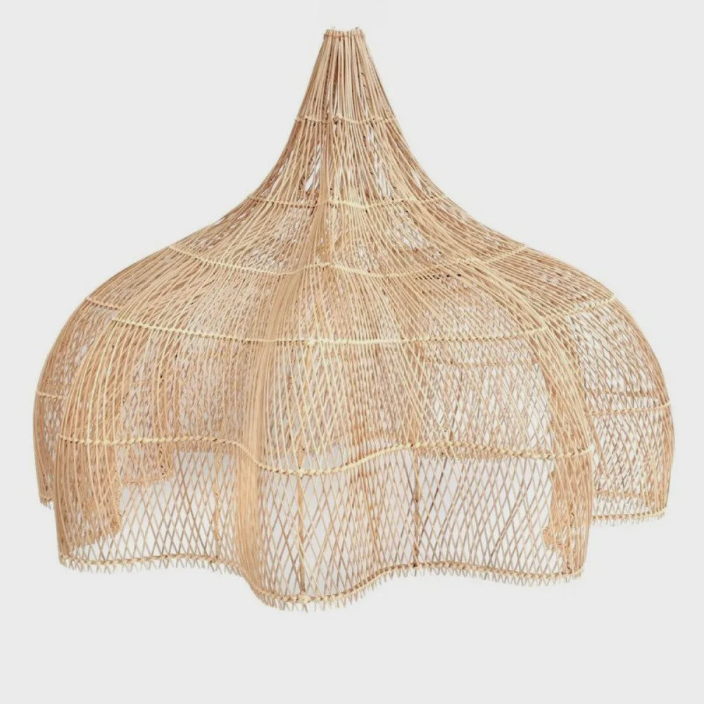 Rotan Hanglamp 60cm Beige - Sfeervolle Wicker Plafondlamp met E27 Fitting voor Woon- en Eetkamer
