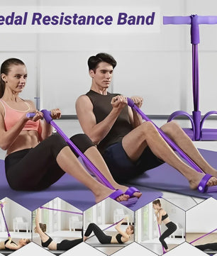 Multifunctionele Fitness Elastiek met Pedalen - Buikspier, Benen & Armen Trainer