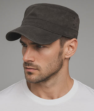 Waterdichte Canvas Militaire Pet voor Heren - Vintage Cadet Stijl