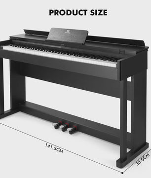MUSTAR Digitale Piano 88 Toetsen met Hammer Mechaniek & 3 Pedalen - Zwart Houtoptiek