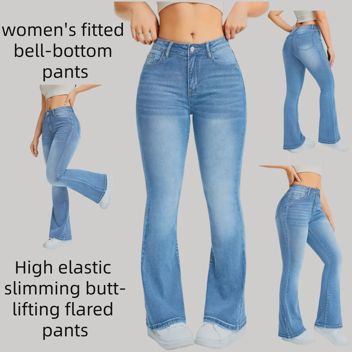 Dames Jeans met Hoge Taille en Wijde Pijpen - Comfortabele Flared Broek