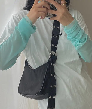 Casual Shoulder Bags For Women Black Waterproof Nylon Crossbody Bag Cool Girls Underarm Handbag Purse