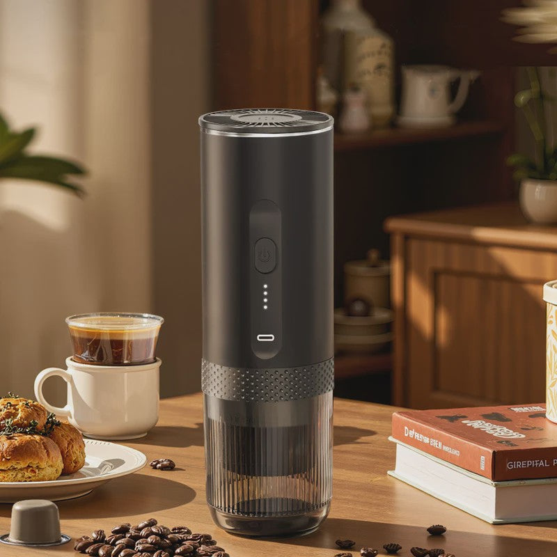 Draagbare 2-in-1 Koffiemachine: Draadloos, Elektrisch, voor Auto, Thuis & Camping - Capsules & Gemalen Koffie
