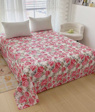 Rood Bloemenprint Top Sheet - Diverse Maten - 150x200 cm