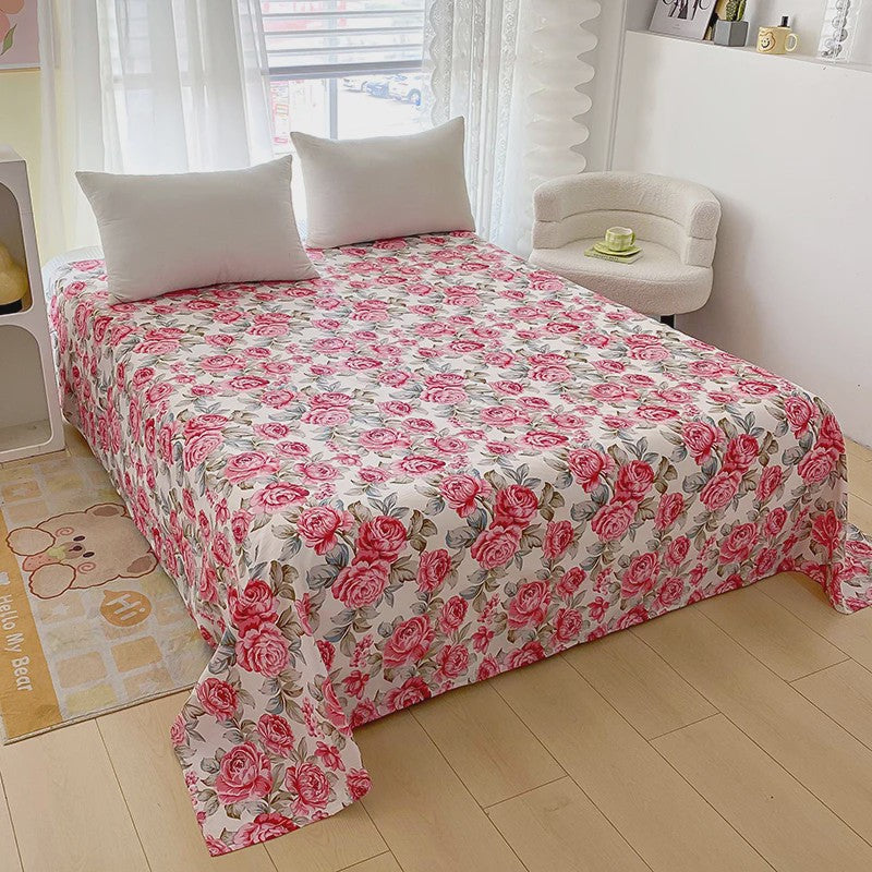 Rood Bloemenprint Top Sheet - Diverse Maten - 150x200 cm