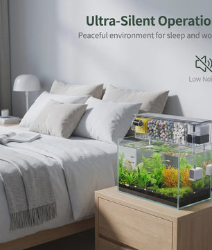 Transparante Acryl Hangfilter met Meerfasen Filtratie & Waterval Uitlaat - Compact & Ruimtebesparend
