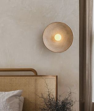 Nordic Wabi-Sabi Wandlamp Rond - Sfeervolle Resin Sconce voor Woonkamer & Slaapkamer