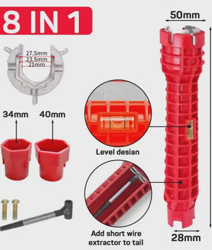 14-in-1 Multifunctionele Kraan & Gootsteen Sleutel Kit voor Sanitair Reparatie & Installatie