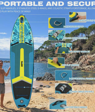 GENREEN Ultra-Licht Opblaasbaar SUP Board 335cm - 200kg Capaciteit - Complete Set