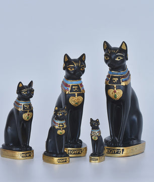 Elegante Egyptische Kattenbeeldjes - Retro Stijl & Sfeervolle Decoratie