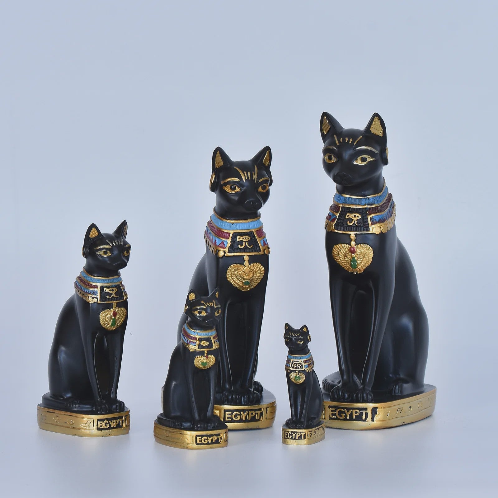 Elegante Egyptische Kattenbeeldjes - Retro Stijl & Sfeervolle Decoratie