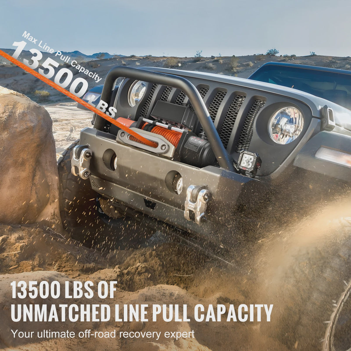 Krachtige 13500lbs Elektrische Lier met Synthetisch Touw & Afstandsbediening voor Off-Road Voertuigen