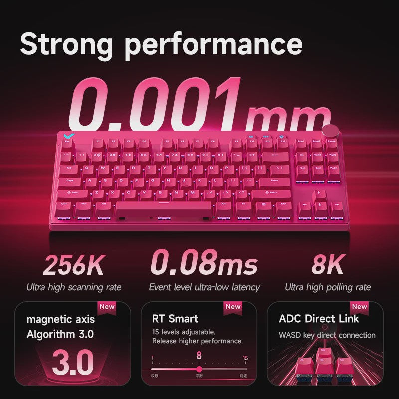 MCHOSE MIX87 Magnetische Switch Gaming Toetsenbord - 8K Polling, 0.08ms Latency, ARGB