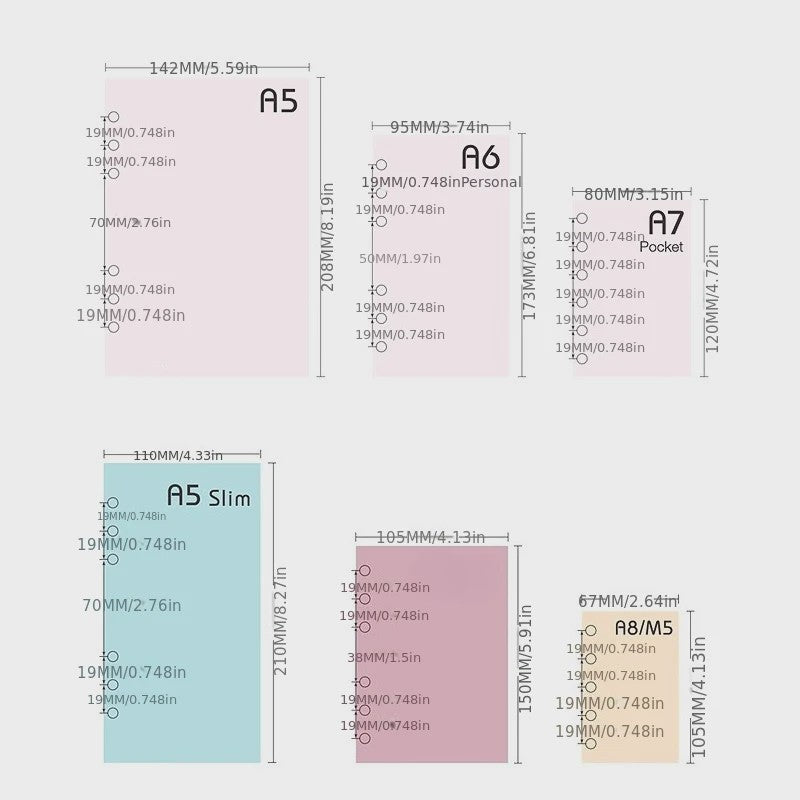 2027 Jaarkalender Navulling voor Planner | A6, A7, M5 | 4-Fold Ontwerp