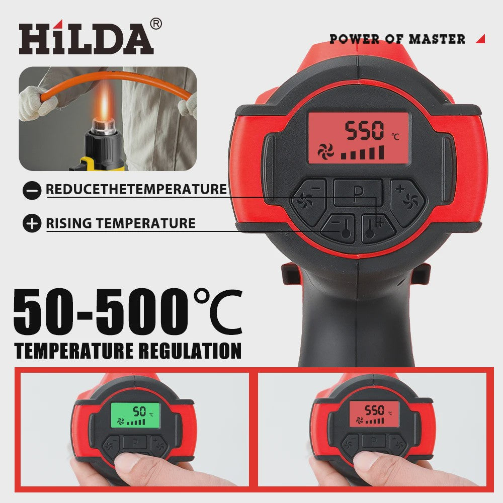 HILDA Accu Hittepistool - Verstelbare Temperatuur & 6 Snelheden - Makita 18V Batterij Compatibel