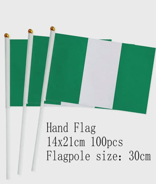 Nigeria Handvlag 14x21cm - Kleine Nigeriaanse Wapperende Vlag met Stokje