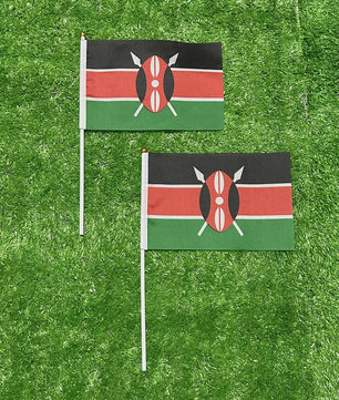 Kenya Handvlag met Plastic Stok - 21x14cm - Ideaal voor Sport, Decoratie & Feesten