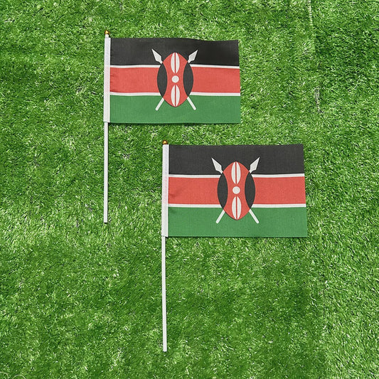 Kenya Handvlag met Plastic Stok - 21x14cm - Ideaal voor Sport, Decoratie & Feesten