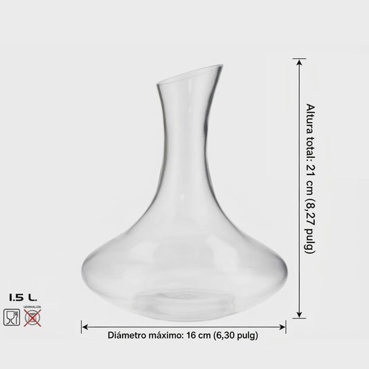 1.5L Glazen Wijnkaraf met Brede Basis voor Snelle Oxygenatie en Anti-Druip Tuit