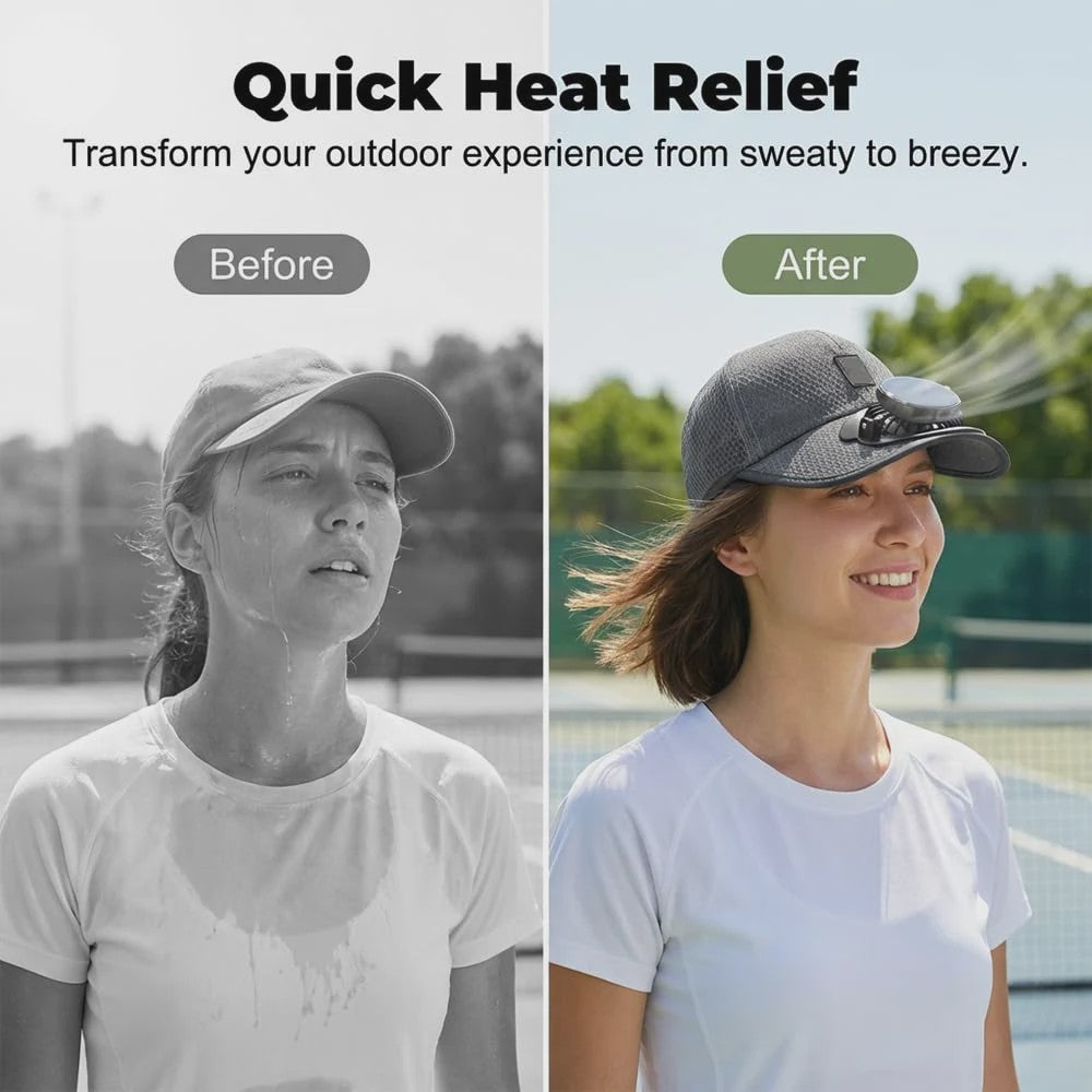 Ventilator Pet met Zonne-energie en USB Opladen - Koel en UV-beschermend voor Zomerse Outdoor Activiteiten