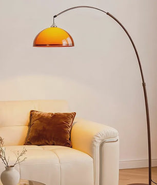 Vintage Boog Plafondlamp Oranje Acryl Kap - Verstelbare Leeslamp