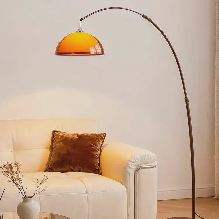 Vintage Boog Plafondlamp Oranje Acryl Kap - Verstelbare Leeslamp
