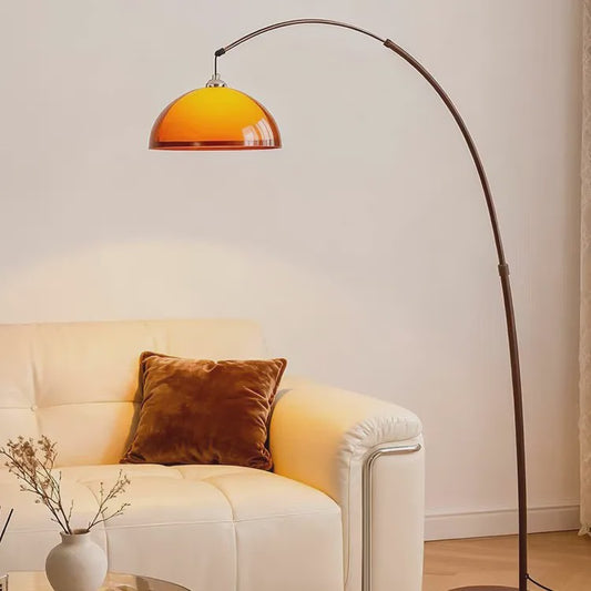 Vintage Boog Plafondlamp Oranje Acryl Kap - Verstelbare Leeslamp