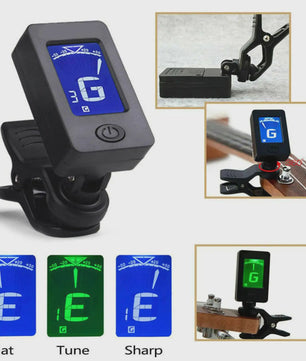 Professionele Clip-On Gitaartuner met 360° Draaibaar LCD Scherm - Voor Gitaar & Ukulele