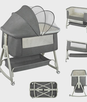 4-in-1 Baby Co-Sleeper Crib: Verstelbaar, Kantelbaar, Wielen met Rem, Matras, 0-24 Maanden